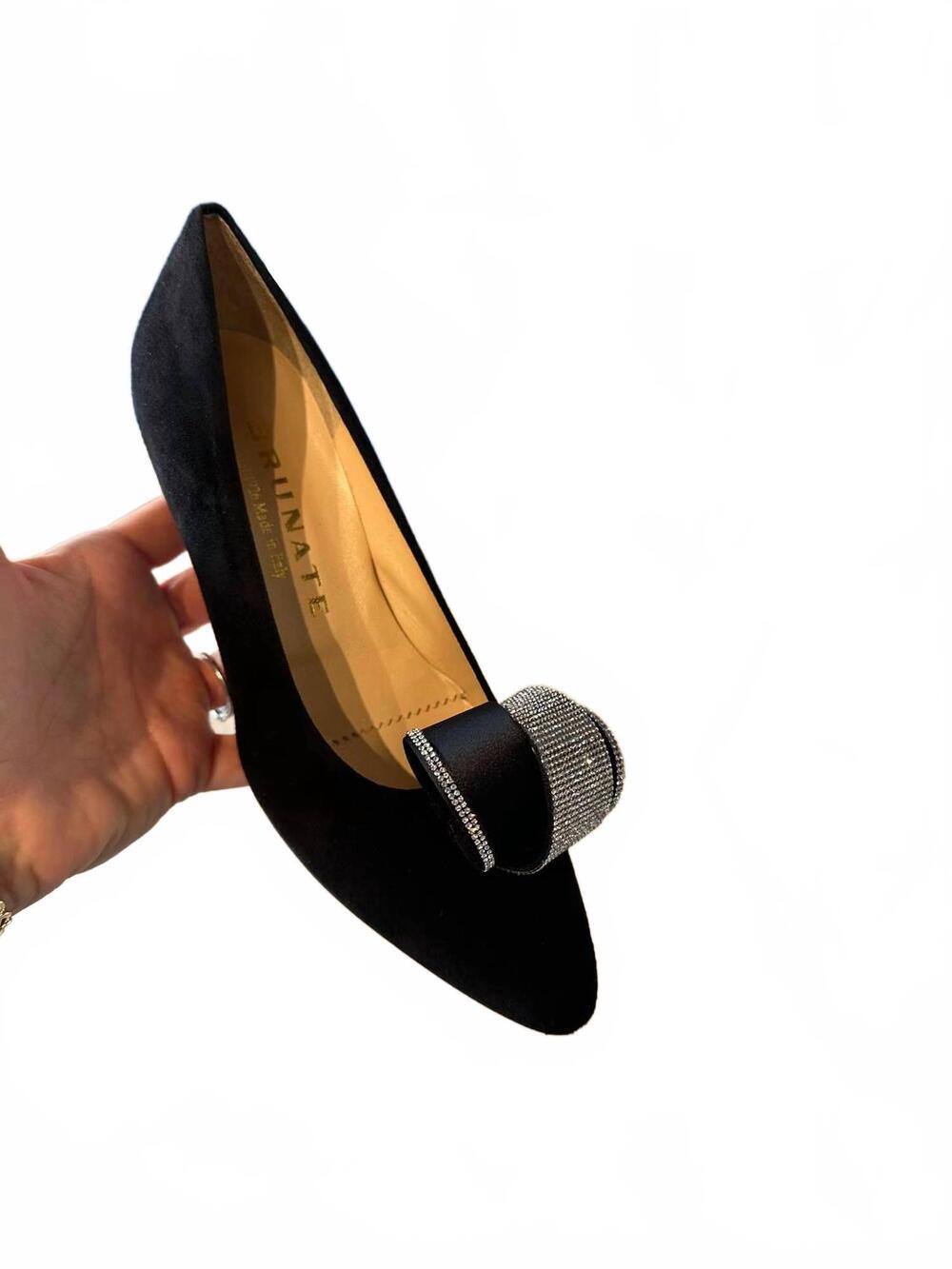 NEW BRUNATE women's gala bow pump in black